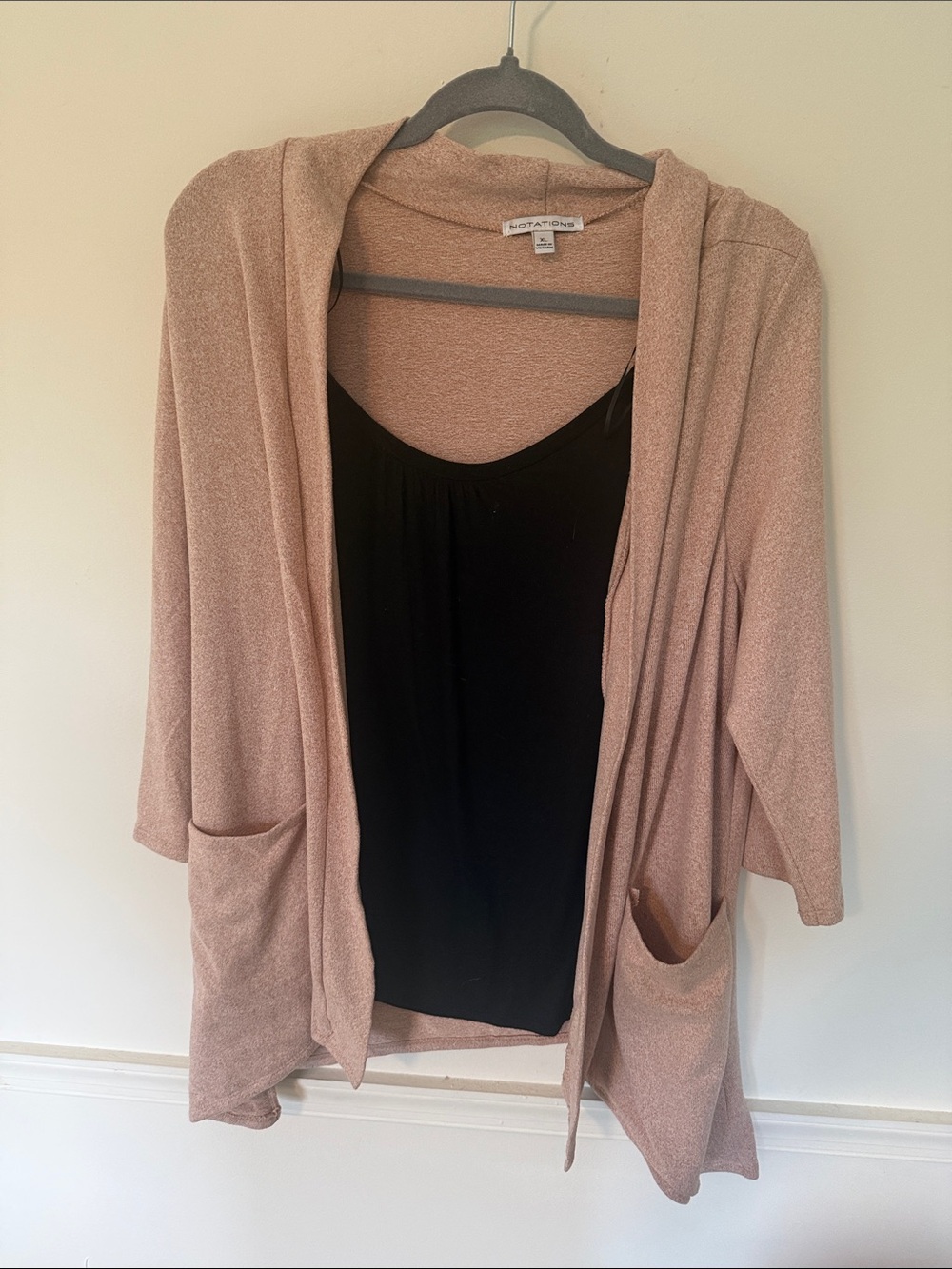 Notations Dusty Blush Open-Front Women's Cardigan with Pockets